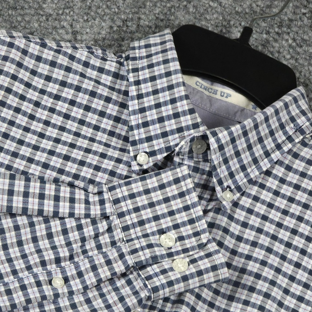 Cinch Mens XL‎ Black White Gingham Button Down Shirt  Long Sleeve Logo